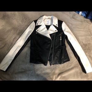 Bebe black and white leather jacket